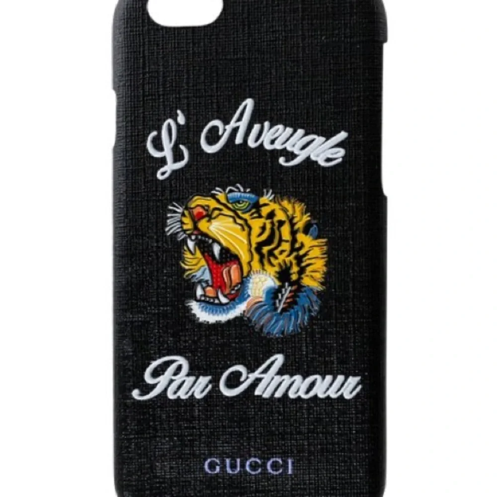 (CFL) Gucci Black Coated Canvas L'Aveugle Par‎ Amour iPhone 7 Case, New in Box